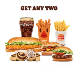 King Burger topped with creamy sauce and crisp vegetables.