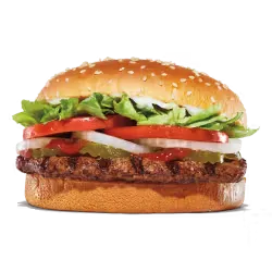 King Burger with a soft bun and fresh colorful toppings.