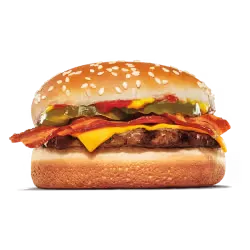 King Burger under warm lighting highlighting its layers.