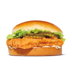 King Burger surrounded by fries and dipping sauces.