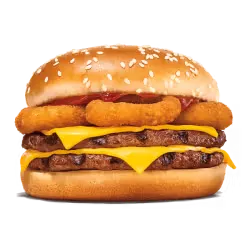 King Burger with perfectly arranged toppings and fries.