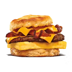 King Burger with double patties, cheddar cheese, and crisp toppings.