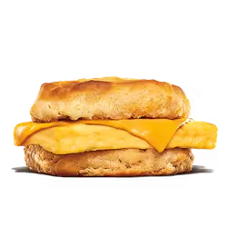 Overhead view of a King Burger and fries arranged neatly.