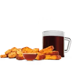 King Burger with golden fries arranged around it.