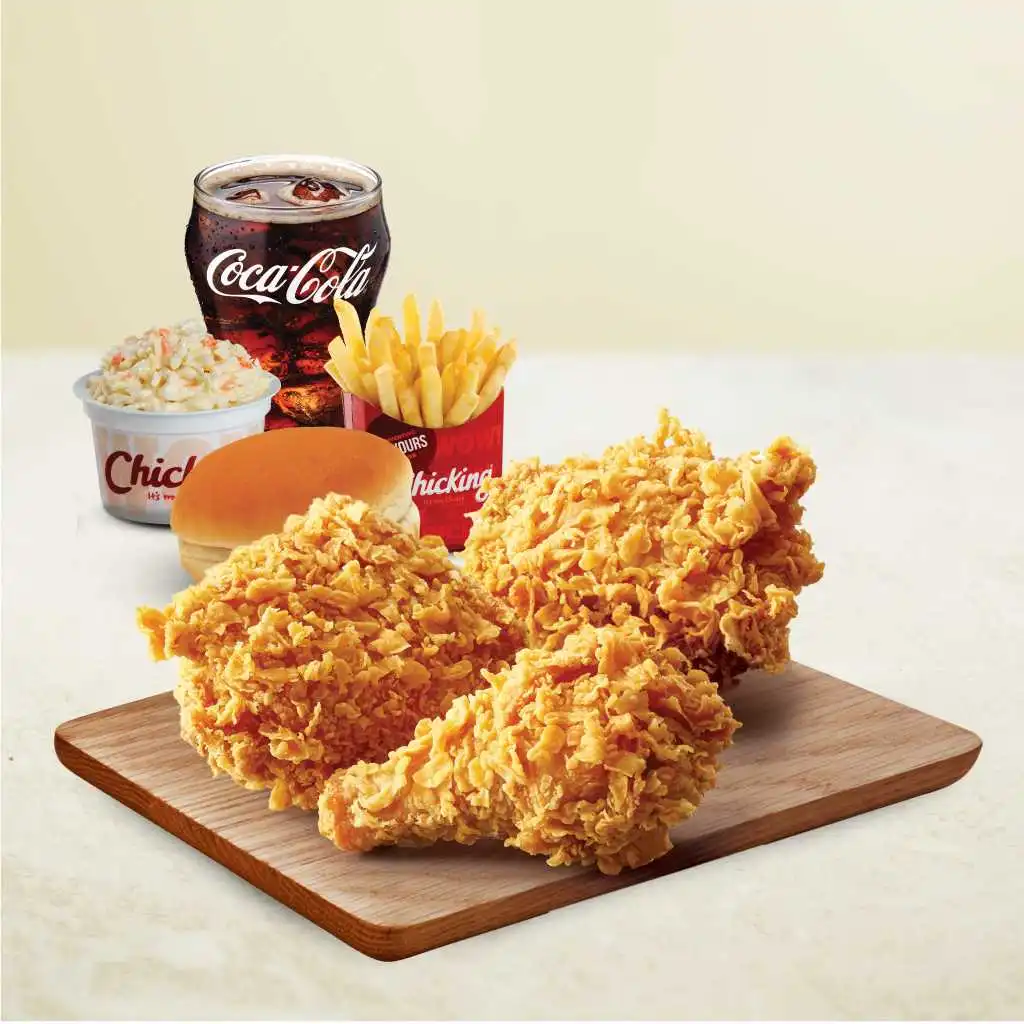 Chicking rice meal with chicken strips