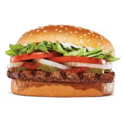 A neatly stacked King Burger photographed on a white background.