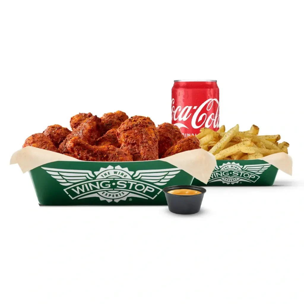 Wingstop Original Hot wings served crispy and sauced