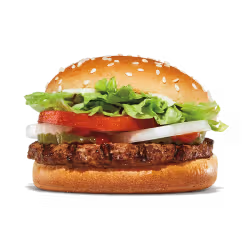 A well-presented King Burger on a ceramic plate.