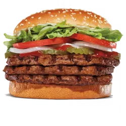 King Burger topped with melted cheese and crunchy onions.