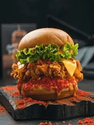 Just Burger burger served with fries