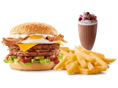 Wimpy burger and fries side view