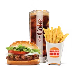 King Burger placed under warm lighting highlighting cheese.