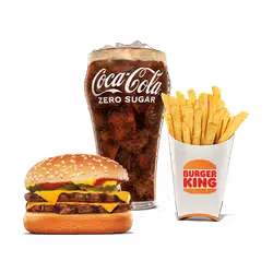 King Burger featuring layers of cheese, lettuce, and sauce.