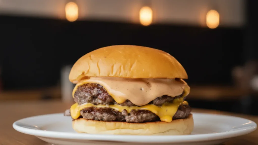 Pickl house sauce burger detail