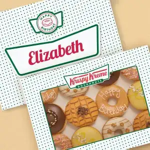 Fresh Krispy Kreme doughnuts under Hot Light.