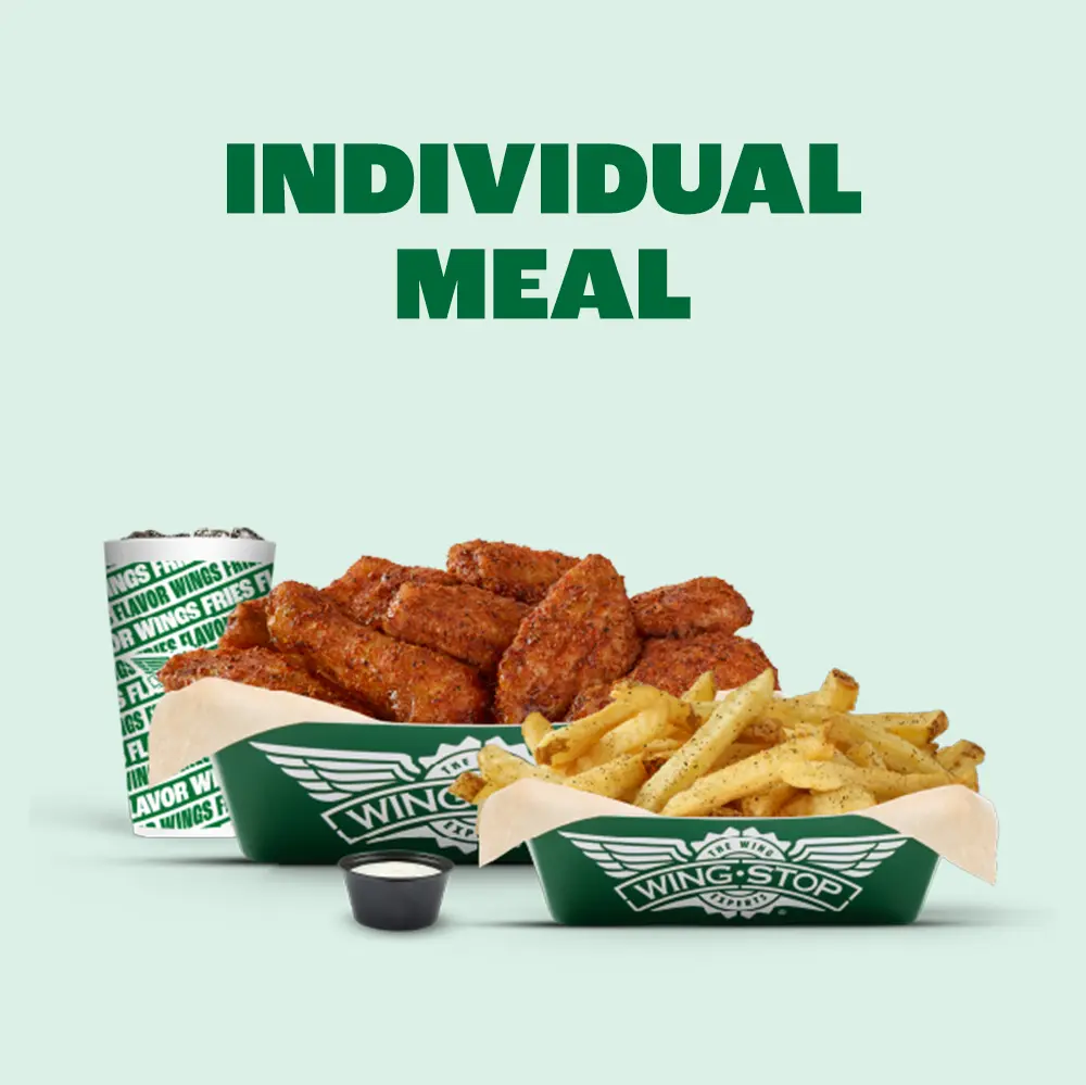 Wingstop menu board displaying wings, tenders, fries, and combos