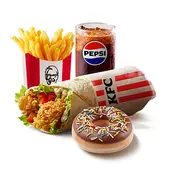 KFC menu featuring crispy chicken texture