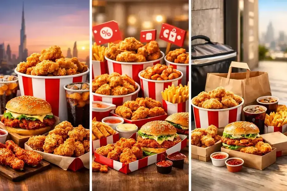 KFC UAE menu with fried chicken buckets, burgers, deals, discounts and delivery in UAE
