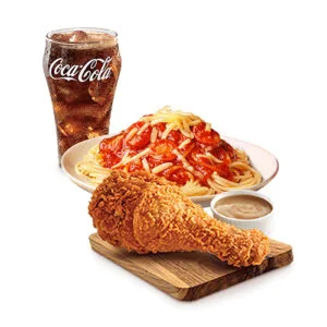 1pc Chickenjoy With Spaghetti and Drink