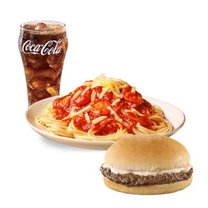 Jolly Spaghetti with Yumburger and Drink