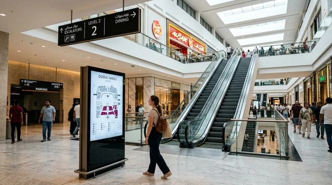Albaik Dubai Mall location and parking entrance