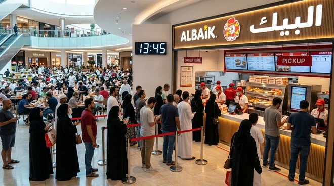 Albaik Dubai Mall queue and busy food court