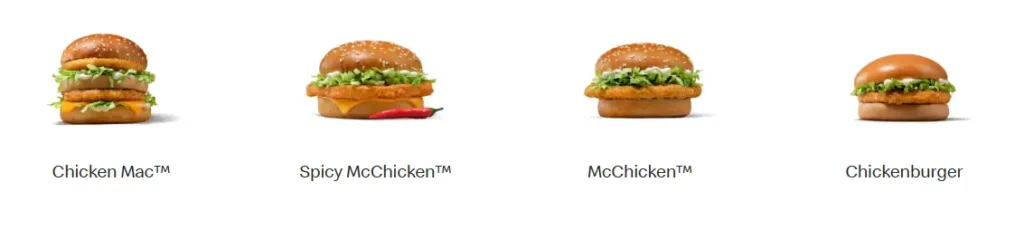 Chicken & Sandwiches Menu 1
