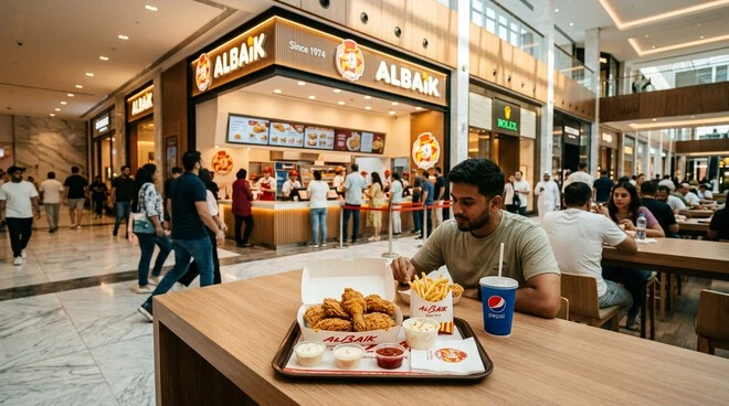 Albaik Dubai Mall restaurant and chicken meal